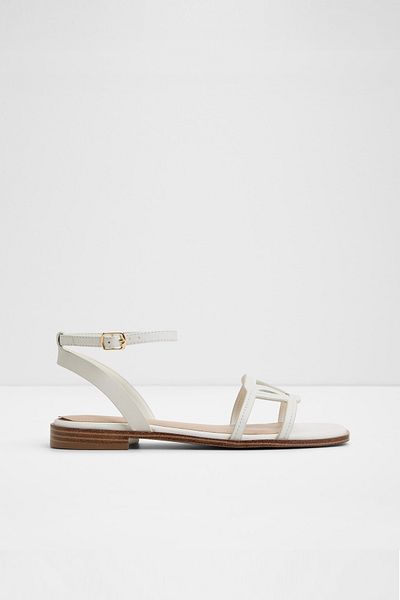 Aldo Greengrove - Women's Genuine Leather White Flat Sandals