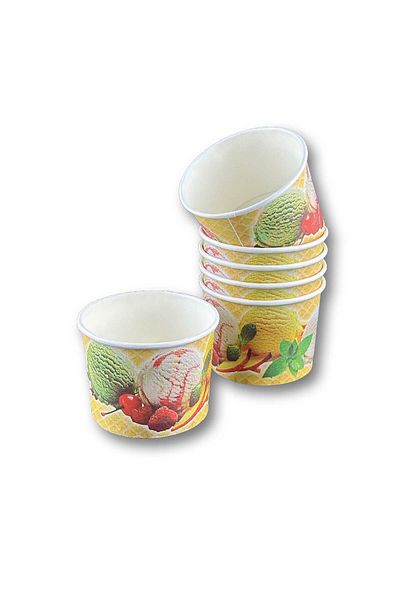 Home Cardboard Ice Cream Presentation Bowl Printed 200Cc 100 Pieces