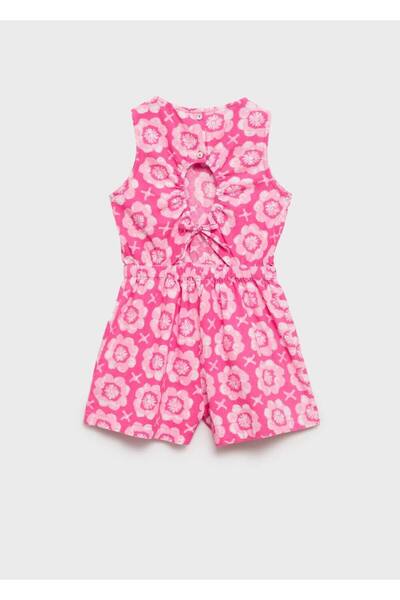 MANGO Kids Linen Blended Patterned Jumpsuit