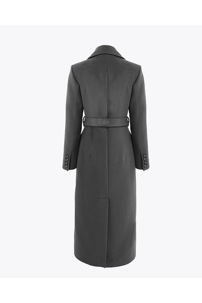 IDA Collection Anthracite Medallion Double Breasted Coat - Buttoned
