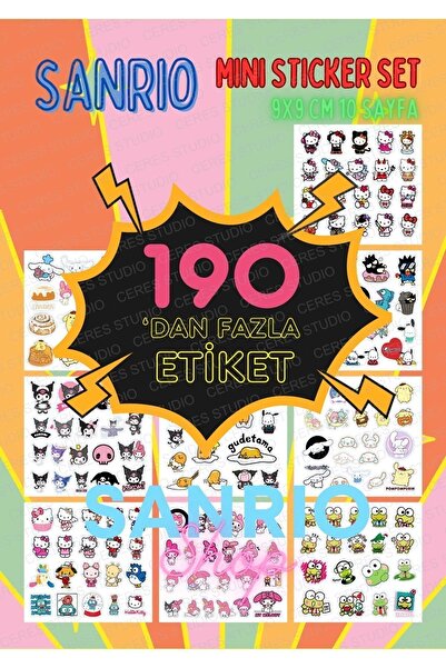 Ceres Studio Hello Kitty Kuromi My Melody Cinnamoroll Pompom Gudetama Badzt 190 Adet Laptop Telefon Sticker Set