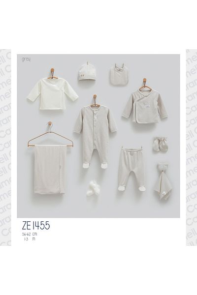 Caramell Teddy Bear Pattern Hospital Release Bodysuit Set (Newborn) 2025