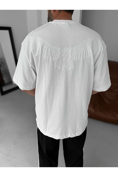 BYBASICMAN White High Embroidery Oversize T-Shirt Res-5161