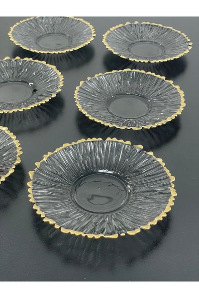 YzHome 6 Colorful Trend Special Design Crystal Gilded Glass Tea Plate Bowl Plate