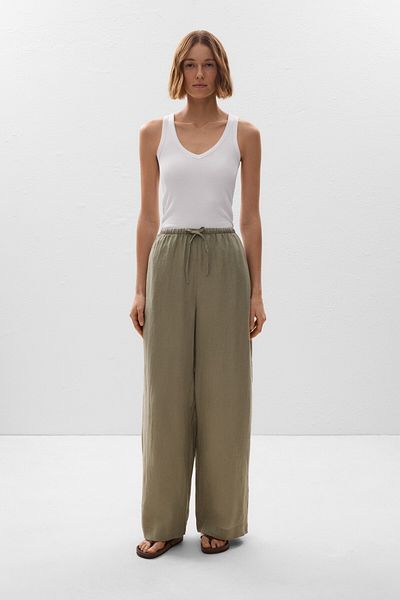 Oysho 100% Linen Straight-leg Trousers