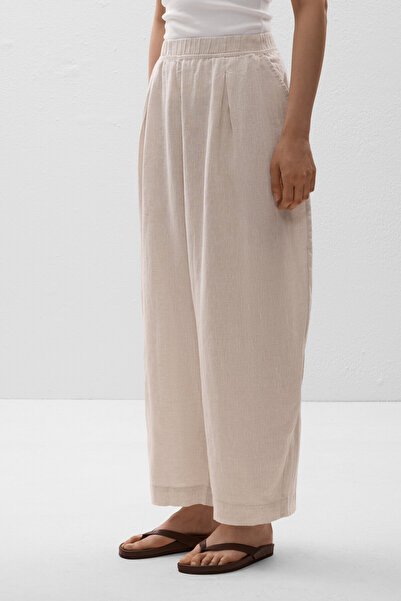 Oysho % 100 keten balloon crop pantolon