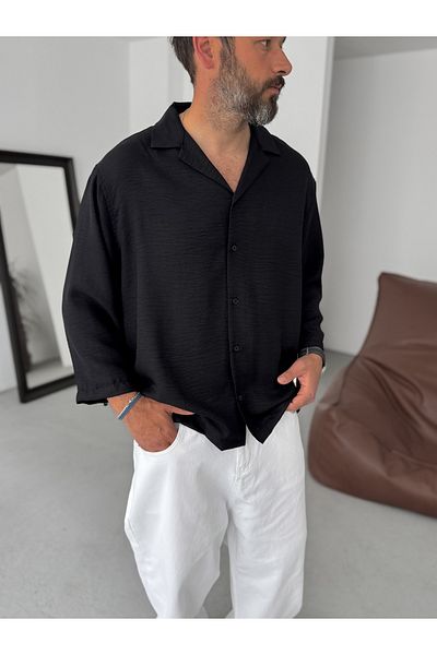 BYBASICMAN Black Sofia Fabric Fakir Sleeve Shirt Res-5207