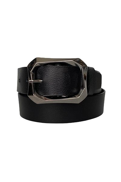 GoDeri 100% piele naturală, curea neagră pentru blugi de damă cu cataramă argintie 4 cm=tyc00419802323