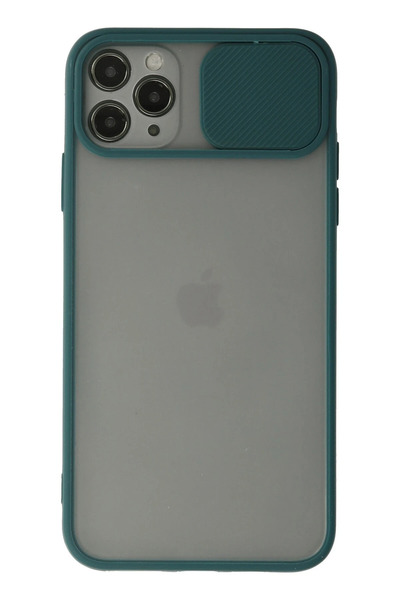 NewFace حافظة آيفون 11 برو كاميرا بلورية منزلقة من السيليكون - أخضر 1492733709