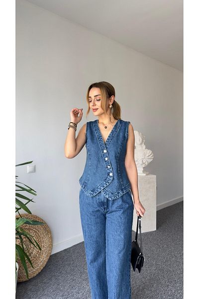 SennaStore Vest Pants Jeans Set