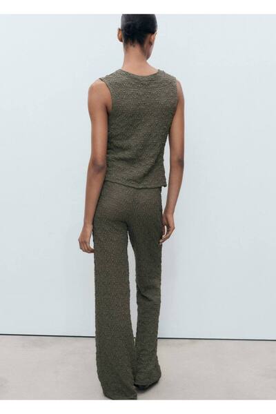 MANGO Woman Düz kesim dokuma pantolon