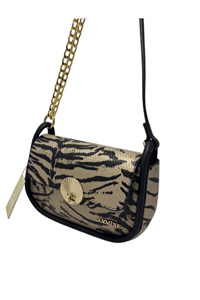 Armine Elegant Leopard Print Medium Zippered Shoulder Bag Practical Bag