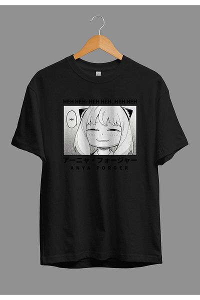 zokanime Oversize Spy X Family Anya Forger (heh Heh) Anime Character Printed Special Design T-Shirt