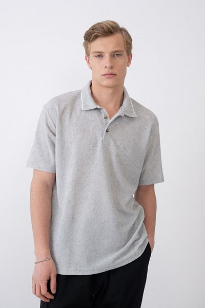 İLKCET MODA Buttoned Collar Detail Oversize Men's T-Shirt
