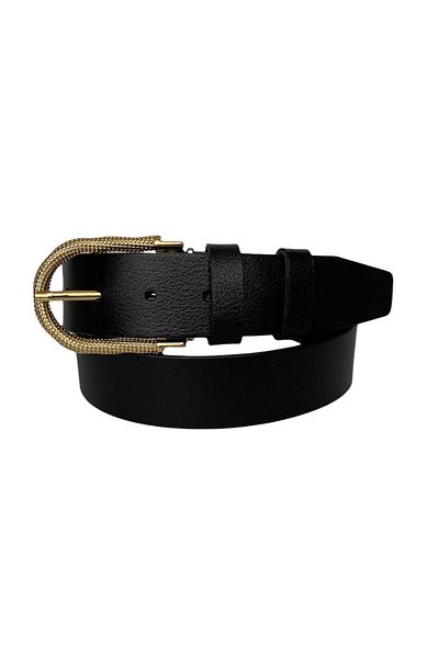GoDeri 100% piele naturală, curea neagră pentru blugi de damă cu cataramă aurie 4 cm=tyc00419802527
