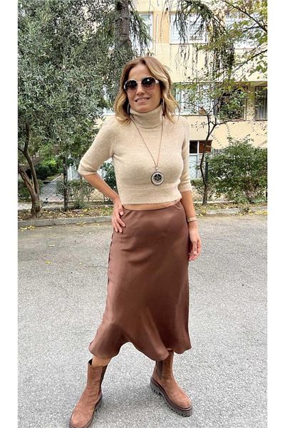 Dilvin Turtleneck Short Sleeve Crop Sweater