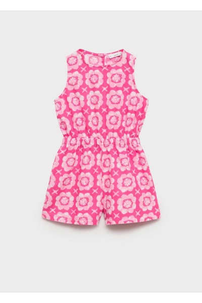MANGO Kids Linen Blended Patterned Jumpsuit