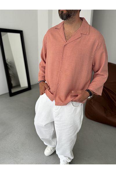 BYBASICMAN Dusty Rose Sofia Fabric Fakir Sleeve Shirt Res-5207