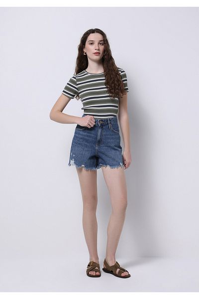 Colin's Mom Fit High Waist Straight Women's Denim Jean Shorts