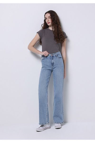 Colin's Pantaloni de damă Indigo Jean cu talie înaltă, cu picioare largi, cu potrivire normală