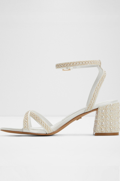 Aldo Bouclettie - Women's Textile White Block Heeled Sandals