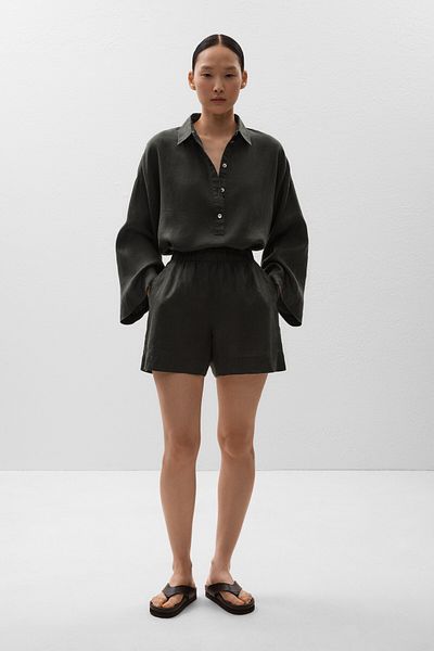 Oysho 100% Linen Bermuda Shorts