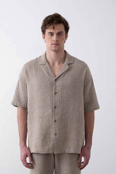 İLKCET MODA Embossed Pattern Men's Oversize Shirt