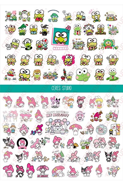 Ceres Studio En Dev Sanrio Sticker Set Hello Kitty Kuromi 25 Syf 650+ Etiket + 1 Bloknot (bullet Journal)