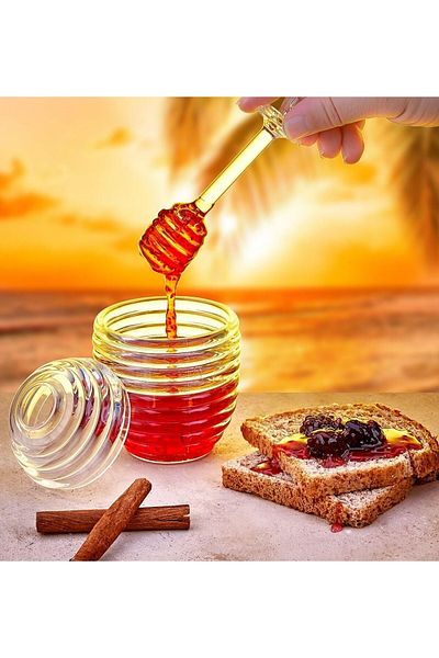 STOREMAX Bystoreby Shaped 3 Piece Crystal Honey Jar with Spoons Mica Jar Honey and Jam Jar Coffee