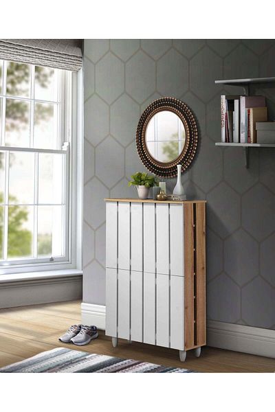 woodage Shoe Organization Cabinet with 5 Shelves and 4 Doors