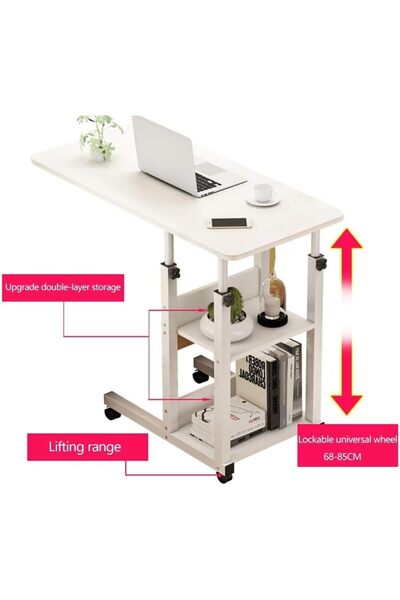 1st Adjustable Laptop Table with 4 Wheels 80 X 40 cm Brown