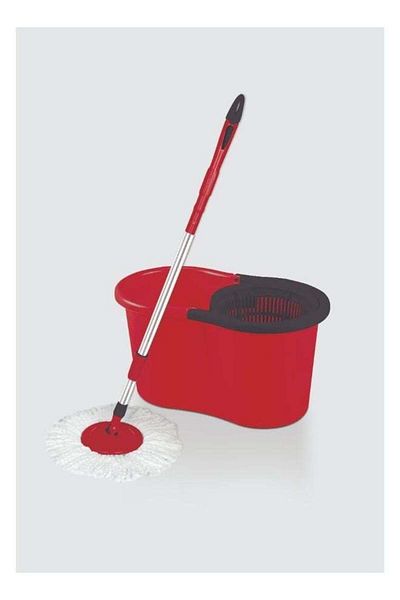 ROYALFORD 360 Degree Easy Spin Mop and Bucket Set Red