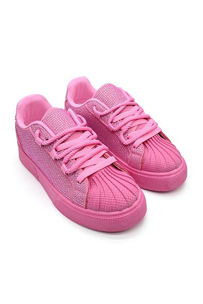 Tmall Pantofi sport pentru femei, din piele ecologică, cu strasuri, D1395, roz