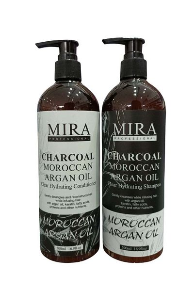 Mira Shampoo 500 ml and Conditioner 500 ml With Argan Oil and Charcoal