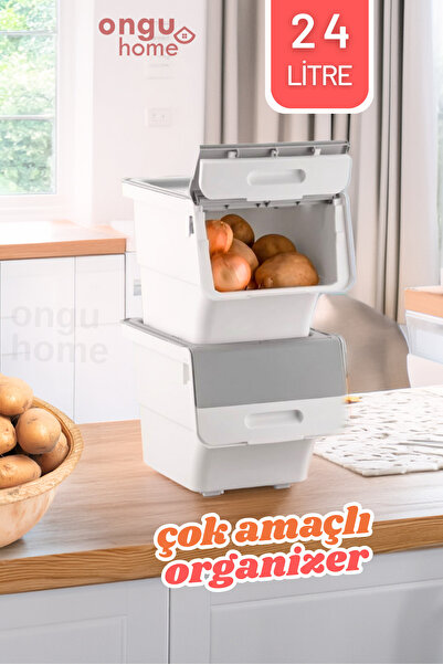 ongu home Tekerlekli Patateslik Sebzelik Soğanlık Oyuncak Kutusu Patates Soğa...