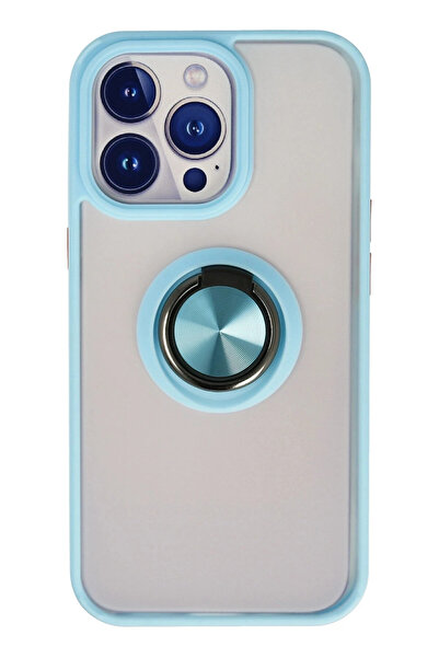 NewFace حافظة آيفون 13 برو مونتريال من السيليكون مع حلقة - أزرق ثلجي 1493526709