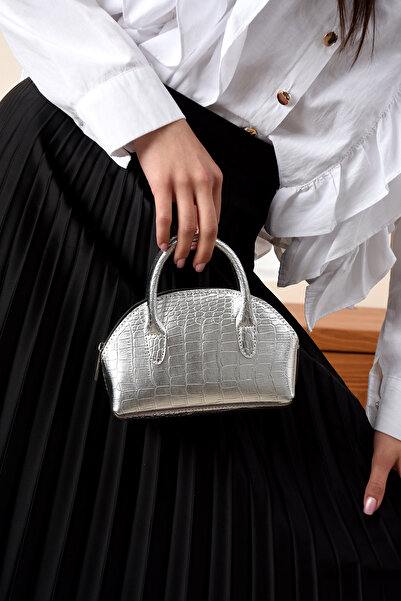 Handley Geantă de lux cu design încrucișat din piele de crocodil imprimată