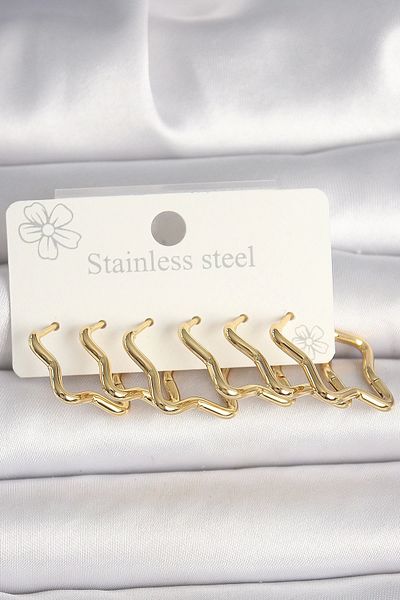 Clariss 316L Steel Gold Color Star Model Women's Earring Set