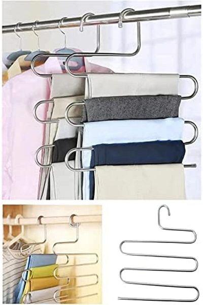 STOREMAX Mrttnca Wholesale Pant Hanger Metallic In-Cabinet Smart Chrome Hanger Multi-Tier Pants Hanger