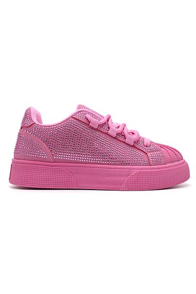 Tmall Pantofi sport pentru femei, din piele ecologică, cu strasuri, D1395, roz