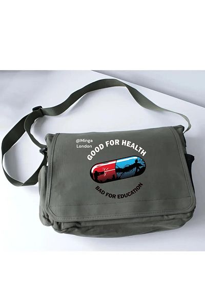 weywot Khaki Good for Health Music Album School, Course, Dershane Messenger Bag