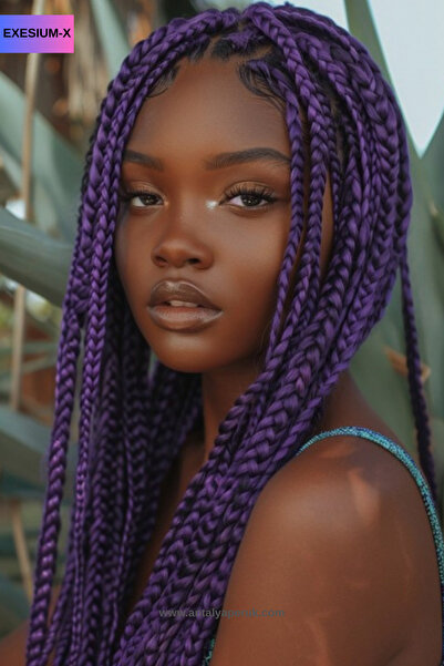 X-Pression شعر صناعي للضفائر الأفريقية والراستا 165 جرام أرجواني رمادي # أرجواني