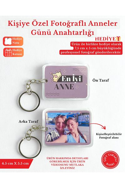 SERYAS DESIGN Special Illustrated Keychain for Mother's Day, Double Sided, 1 Piece - Gift for Mother - Mother 6.Model