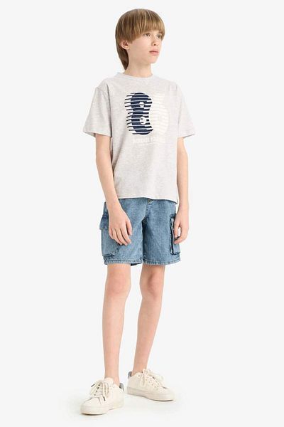 DeFacto New Season Boy's Crew Neck Printed Short Sleeve T-Shirt
