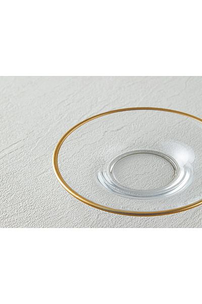 Hanedanev 54201 Gold Gilded Tea Plate 6 Pieces Pasabahce 24 Carat Gold Plated Tea Plate