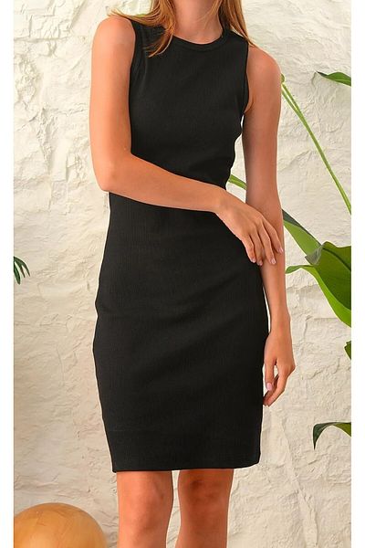 Mey Collection Ribbed Camisole Above Knee Length Crew Neck Sleeveless Women Dress