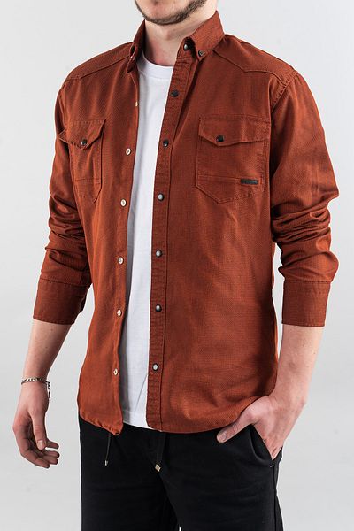 bombe Ανδρικό πλακάκι ανδρικό τζιν πουκάμισο Slim Fit Narrow Fit