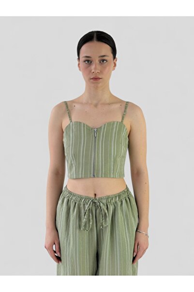 Retrobird Dizajnirani ženski top sa prednjim zatvaračem Cagla