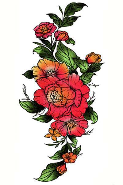 TAKIŞTIR Geçici Çiçek Figürlü Büyük Boy Dövme Tattoo