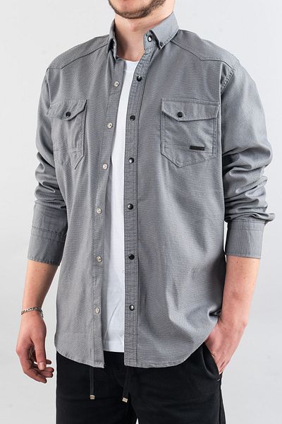 bombe Ανδρικό Slim Fit Slim Fit Ανδρικό τζιν πουκάμισο γκρι